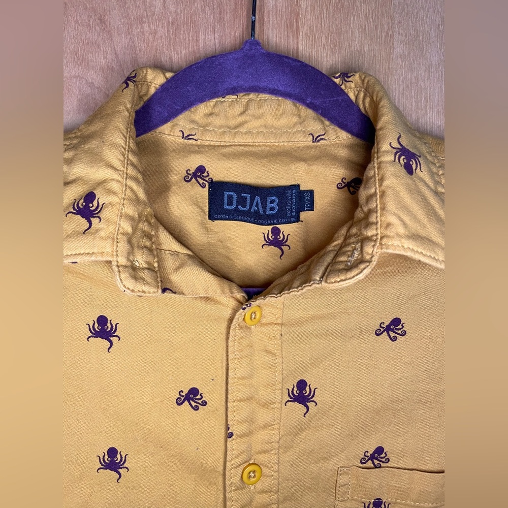 DJAB Mustard Gold Octopus Button-Down - Size XS/S